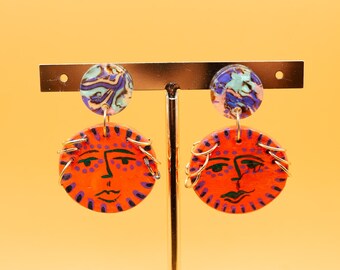 SUN FACE COLORED Earrings: Solar charms!