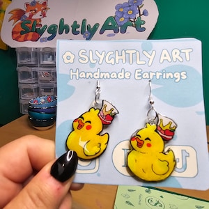 Hazbin Hotel inspired Lucifer Duck Handmade Shrink Plastic Charm Earrings, Necklace, keychain
