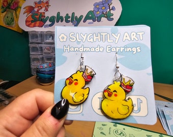 Hazbin Hotel inspired Lucifer Duck Handmade Shrink Plastic Charm Earrings, Necklace, keychain