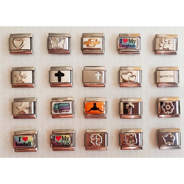 Italienischer Charme klassisches 9mm Bettelarmband, maßgeschneiderte Armband, Kreuz, vierblättriges Kleeblatt personalisierte Armband, Spaß Charme, überraschen Sie