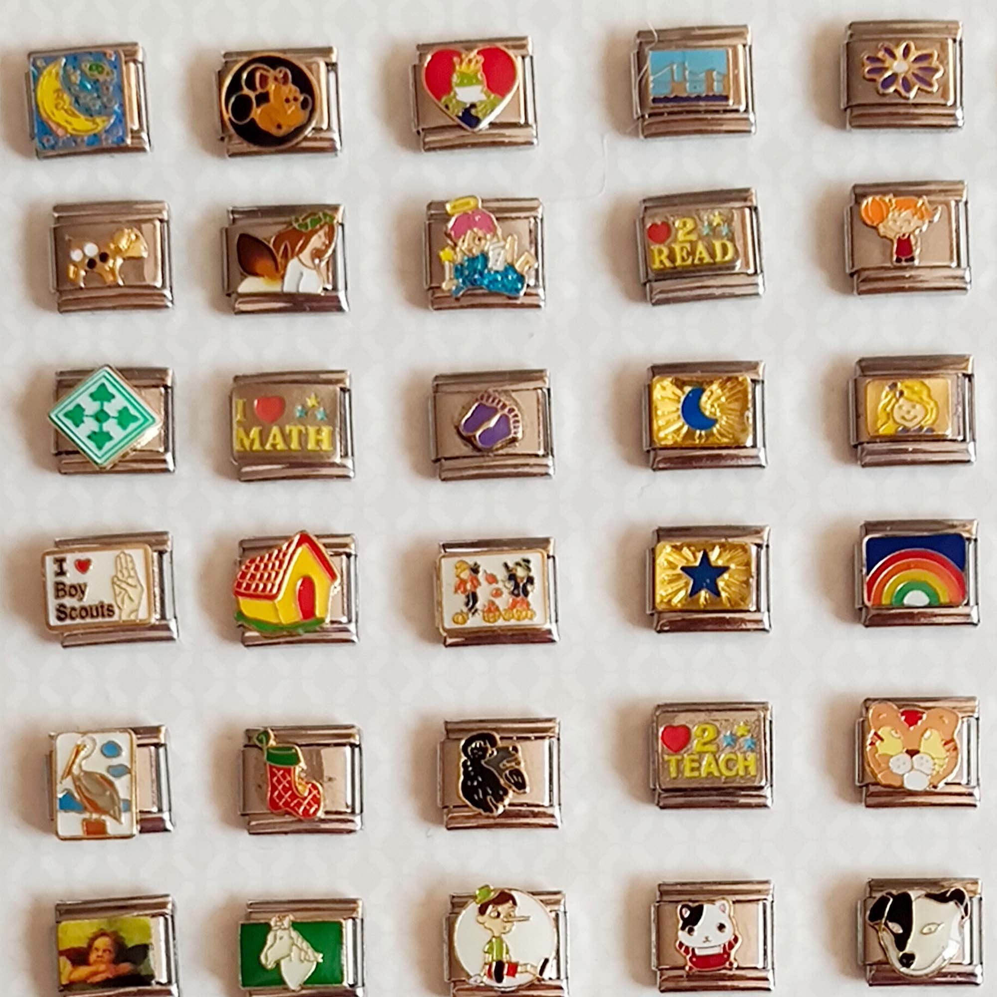 Vintage Italian Bracelet Charm, Rainbow Italian Charm, Dog Italian