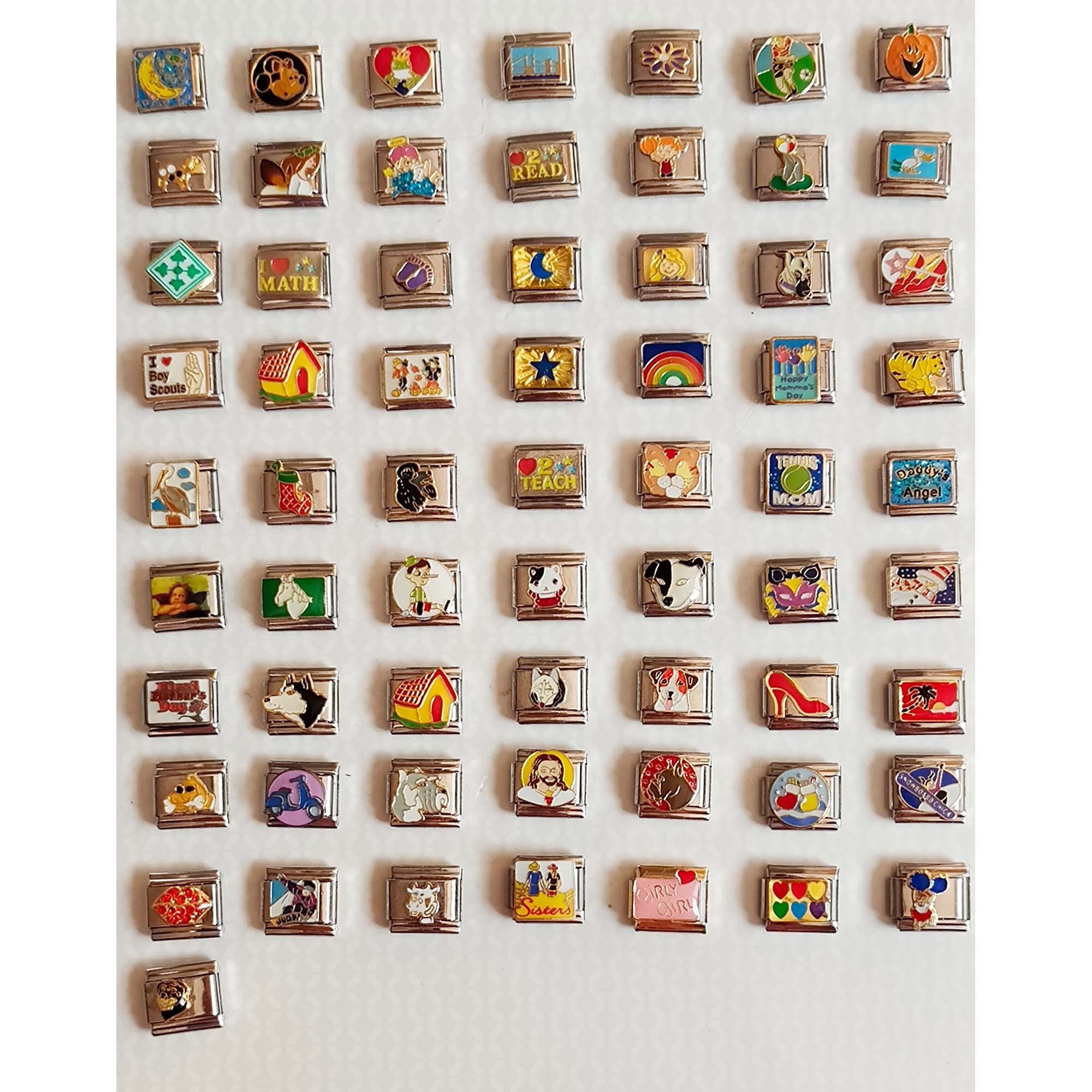 Vintage Italian Bracelet Charm, Rainbow Italian Charm, Dog Italian