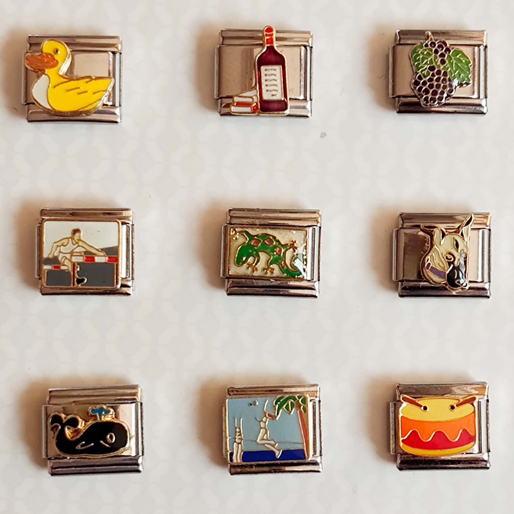 Enamel Italian Charm Bracelet Uk Link, 9mm Classic Silver Stainless