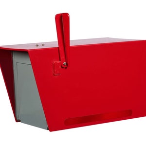 Mailbox Dura Line Premium Quality Plastic Rural Mailbox - Two Way Flag - High Visibility Reflective Strip - Outdoor Post Mounted Modern Red