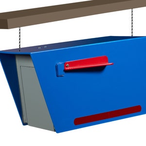 Mailbox Duraline Premium Quality Plastic Rural Mailbox Two Way Flag - High Visibility Reflective Strip - Outdoor Post Mounted Blue Modern