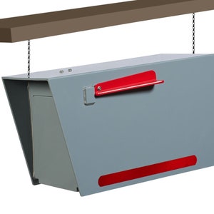 Mailbox Dura Line Premium Quality Plastic Rural Mailbox- Two Way Flag - High Visibility Reflective Strip - Outdoor Post Mounted Grey Modern