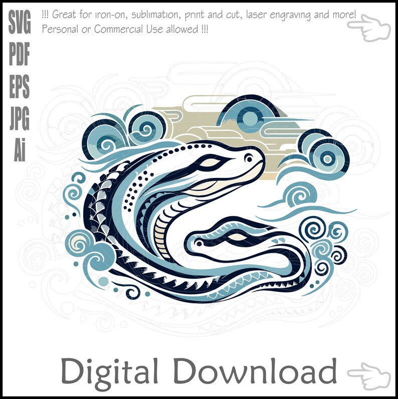 Snakes SVG Year of Snakes PNG Printable Clipart EPS Vector Cut File AI ...