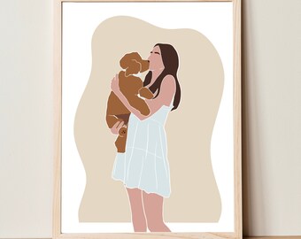 Faceless Portrait, Custom Illustration, Drawing from Picture, Personalised Gift, Wall Decor, Valentine's Day, Couple Print, Minimalist Art