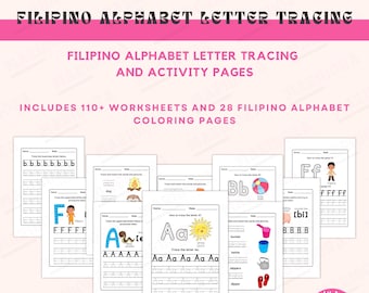 Filipino Alphabet Tracing Worksheets, Tagalog Practice Writing Sheets, Printable PreK Tagalog Letters Quiet Activity Worksheets