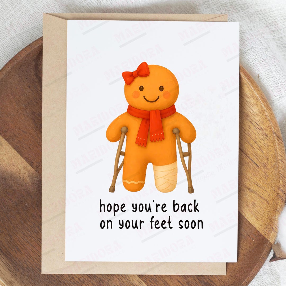 Gingerbread Get Well Soon Printable Card, Funny Get Well Print Card ...