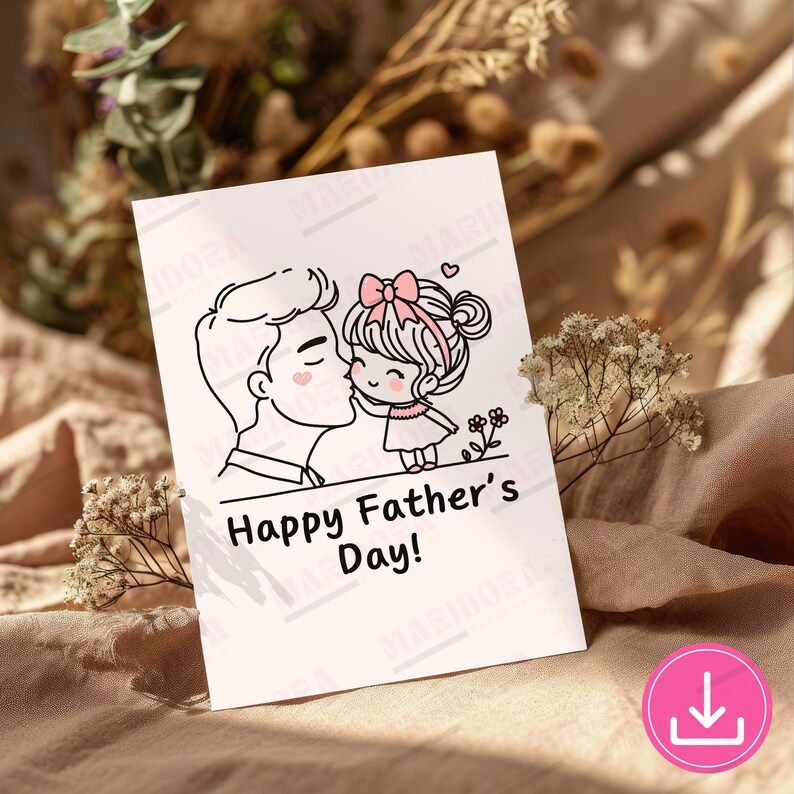 Father's Day Printable Card, Instant Download JPG PDF, Happy Dad's Day ...