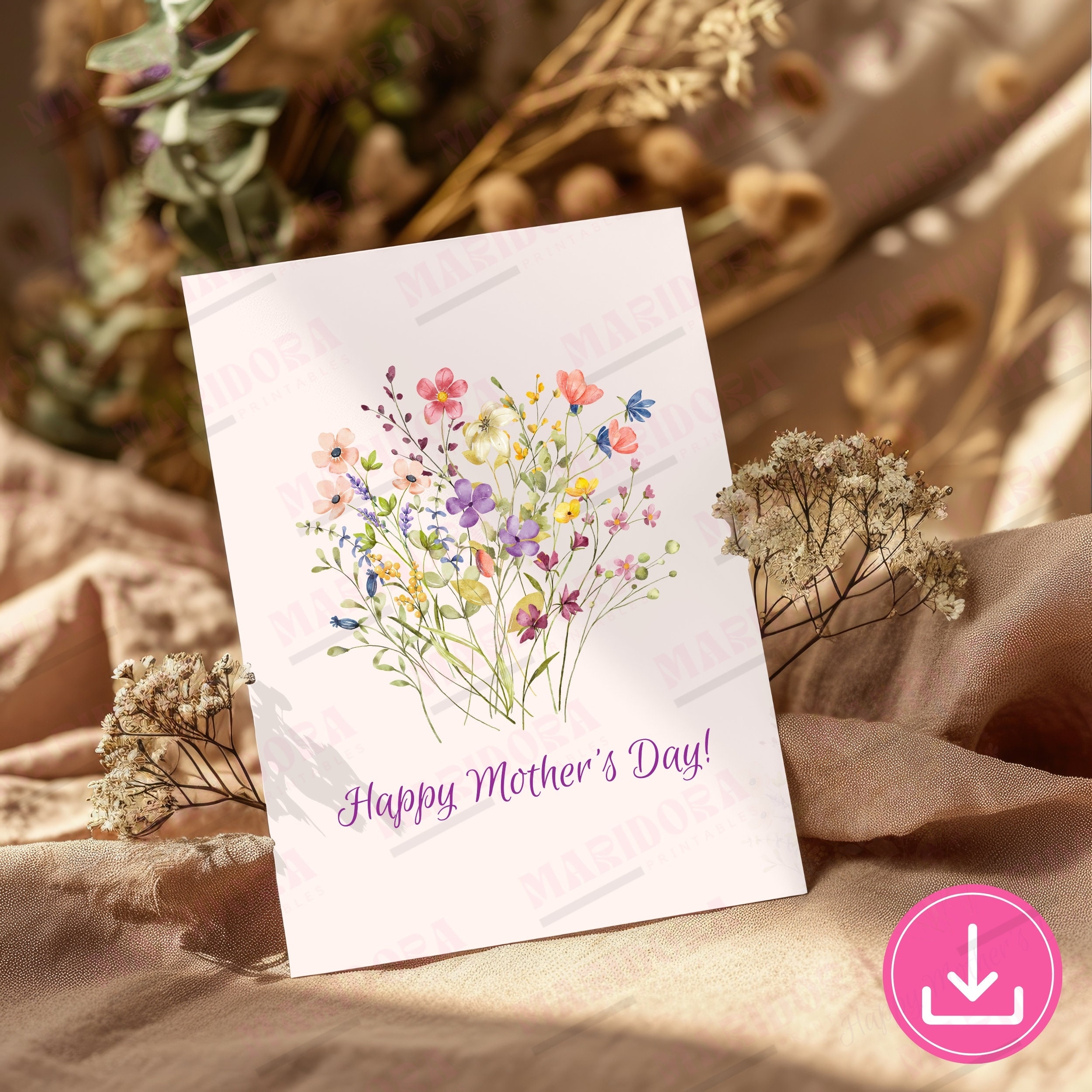 Mothers Day Printable Card, Happy Mothers Day Greeting Card Instant ...
