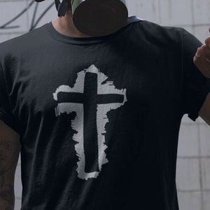 Gothic Glowing Cross T-shirt, Emo Devil Wear zwart katoenen T-shirt
