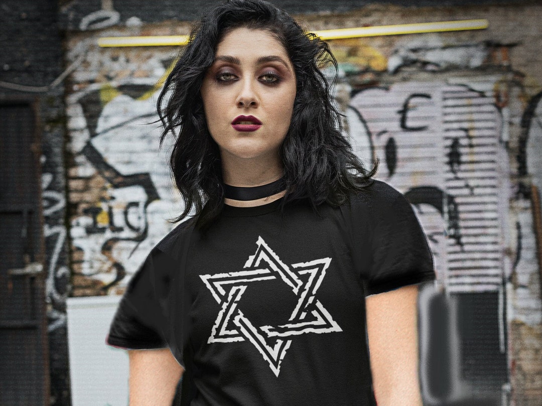 Star of David T Shirt Goth Imagery , Distressed Look Israel Star dark ...