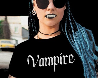 Vampire T-Shirt, Black Gothic Horror Tee, Dark Elegance Unisex Cotton Shirt