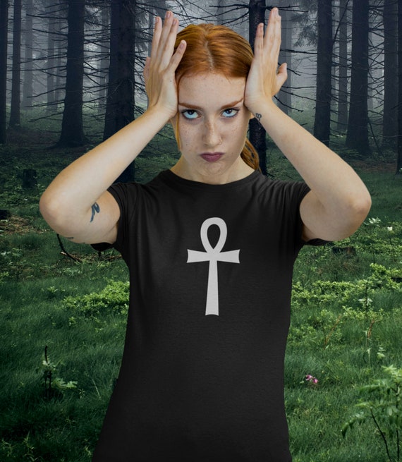 T-shirt Égypte Ancienne Pyramides Croix Ankh Lune - Multicolore - Taille S à 4XL - Coton