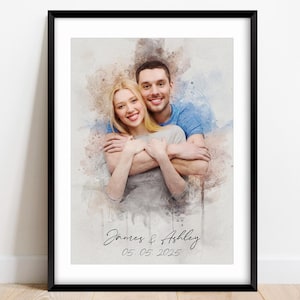 Personalized Girlfriend Boyfriend Portrait, Future Husband Wife Gift, Custom Watercolor Couple Portrait, Romantic Couple Portrait from Photo