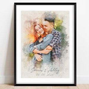 Personalized Girlfriend Boyfriend Portrait from Photo, Custom Watercolor Couple Portrait, Romantic Couple Portrait, Future Husband Wife Gift