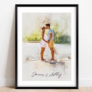 Custom Watercolor Girlfriend Boyfriend Portrait, Personalized Couple Portrait for Him and Her, Couple Portrait from Photo, Couples Gifts