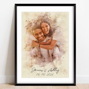 Personalized Watercolor Girlfriend Boyfriend Portrait, Custom Couple Portrait from Photo, Romantic Couple Gift, Future Husband Wife Portrait