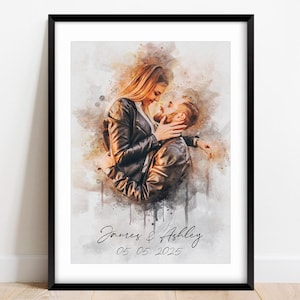 Personalized Girlfriend Boyfriend Watercolor Portrait, Custom Couple Portrait from Photo, Romantic Couple Portrait for Him and Her