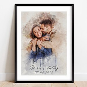 Custom Watercolor Girlfriend Boyfriend Portrait, Personalized Couple Portrait from Photo, Couple Gifts for Him and Her, Couples Portrait