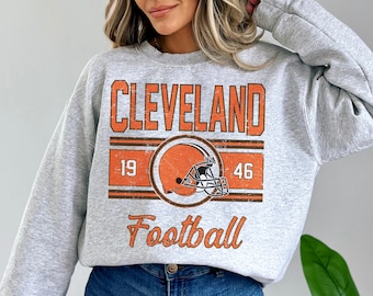 Cleveland Football Crewneck, Vintage Football Sports Sweatshirt, Retro Game Sweater