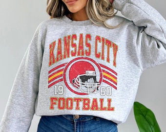 Retro Kansas City Football Crewneck Sweatshirt, Football Sweater For Her