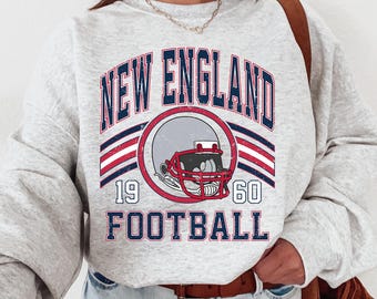 New England Football Sweatshirt, Football Fan Crewneck, Retro Sport Gift, Vintage Game Clothing