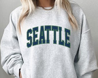 Seattle Football Crewneck, Vintage Football Sport Sweatshirt, Retro Game Sweater