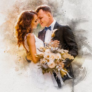 Custom Watercolor Wedding Portrait, Anniversary Gift (Digital File/Print/Canvas)