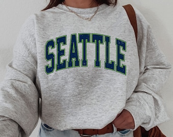 Women's Seattle Sweatshirt, Seattle Retro Football Crewneck