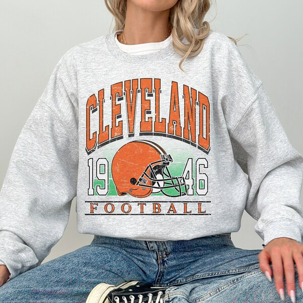 Cleveland Football Men's Crewneck, Cleveland Football Vintage Sweater, Cleveland Football Gift For Her, Retro Cleveland Football Sweatshirt