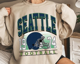 Vintage Seattle Football Sweatshirt, Women's Football Crewneck Sweater