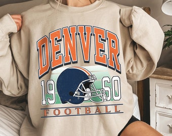 Women's Denver Football Crewneck, Retro Football Sweatshirt