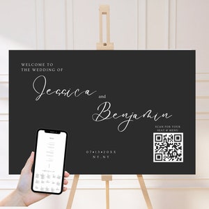 Black QR code Wedding Sign,Industrial Wedding Decor,Wedding Seating arrangement ,Wedding Reception Seating,Unique Wedding Seating Chart