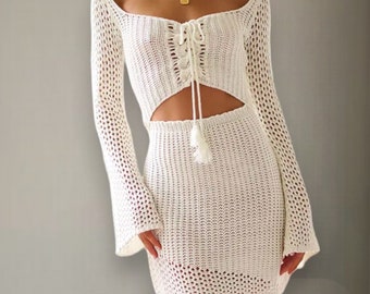 Crochet Maxi Beach Dress Cover Up White Beach Ropa de Playa Beach Pareo Túnica Bikini Cover up Kaftan Beach Swim Cover Up Ropa de playa hadmade