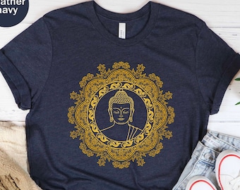 Buddha Mandala Unisex T-shirt, Buddha Tee, Buddhistisk gåva, Buddhismskjorta, Buddhistälskare, T-shirt för buddhister