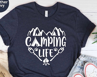 Camping Life Unisex T-shirt, Camp Lover T-shirt, Camping Heart T-shirt, Söt Vandringskjorta, Äventyrskjorta, Campingskjorta
