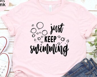 Just Keep Swimming Unisex T-shirt, Hitta Nemo T-shirt, Magic Kingdom T-shirt, Nemo och Dory T-shirt, Familjematchning