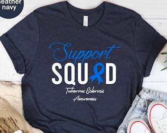 Camiseta unisex del escuadrón de apoyo a la concientización sobre la esclerosis tuberosa, luchador contra la esclerosis tuberosa, guerrero de la esclerosis tuberosa, camiseta de apoyo familiar