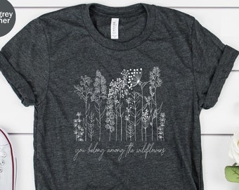 Camisa de girasol, camiseta de flores silvestres, perteneces entre la camiseta unisex de flores silvestres, amante de la naturaleza, camisa botánica