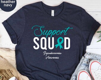 Camiseta unisex del escuadrón de apoyo a la concientización sobre la disautonomía, luchador contra la disautonomía, guerrero de la disautonomía, camiseta de apoyo familiar