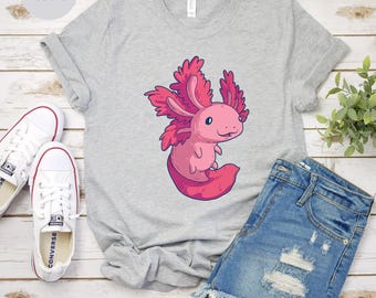 Cute Axolotl Unisex T-shirt, Axolotl Snacks Shirt, Salamander Pet, Axolotl Lover Tee, Axolotl Gift, Axolotl Owner