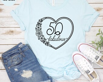 50 and Fabulous Unisex T-shirt, Fifty Birthday Party Shirt, Custom Old Shirt, 50th Birthday Shirt, Birthday Crew, Birthday Family