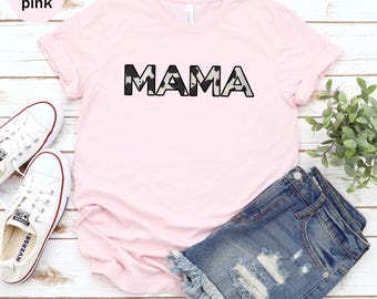 Cow Print Mama Unisex T-shirt, Farm Mom Shirt, Mama Tee, Cow Lover Shirt, Mother Day Gift
