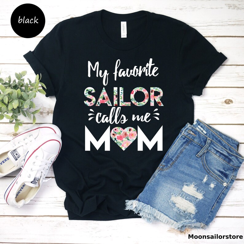 My Favorite Sailor Calls Me Mom Unisex T-shirt, Navy Mom Tee Shirt, Proud Mom Gift, Military Mom T-Shirt, Mother's Day Shirt image 3
