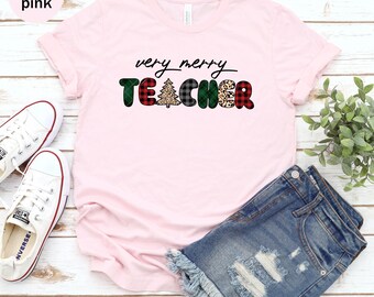 Christmas Very Merry Teacher Unisex T-shirt, Christmas Gift For Teacher, New Teacher Gifts, in My Merry Teacher Tee, Merry Xmas