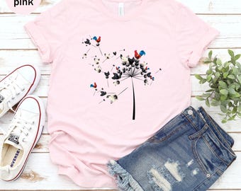 Dandelion Chicken Unisex T-shirt, Flower Shirt, Chicken Tee, Chicken Flower Shirt, Farmer Shirt, Chicken Lover ShirT