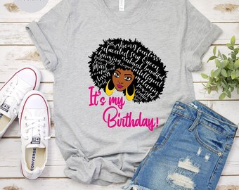 Its My Birthday Black Woman Unisex T-shirt, Black Queen Tee, Birthday Gift, Birthday Shirt, Birthday Tee, Birthday Party Shirt